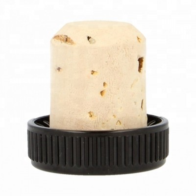 Plastic top flanged Natural cork stopper  for wine